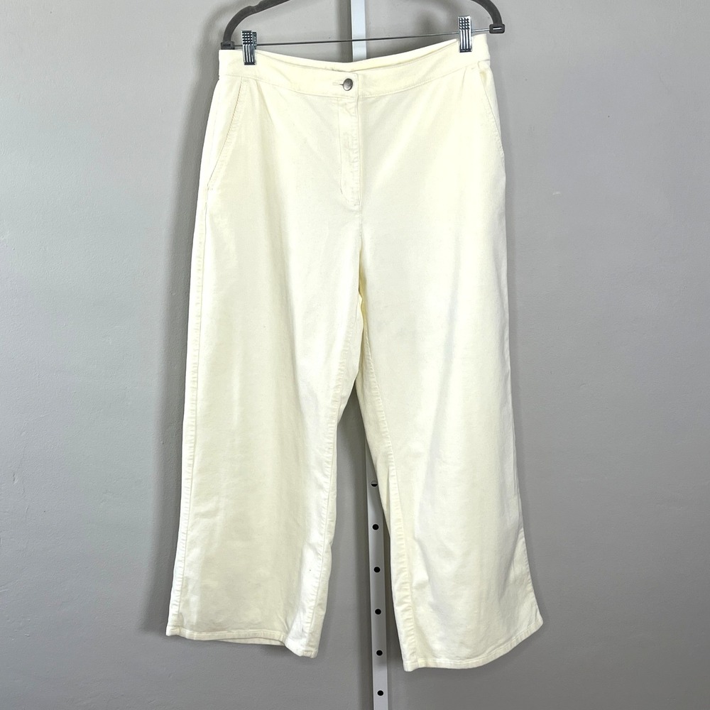 Eileen‎ Fisher Straight-Leg Corduroy Ankle Pants Ivory Organic Cotton Neutral M